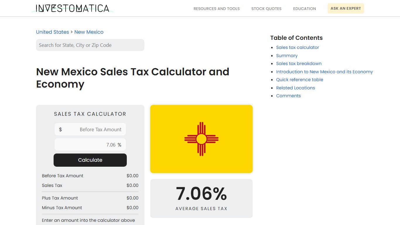 New Mexico Sales Tax Calculator and Economy (2022)